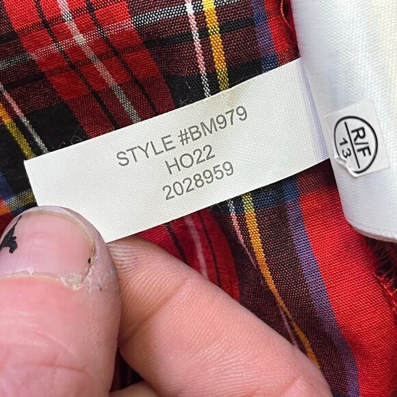 J.Crew Red Tartan Plaid Shirt Dress Size 6 Button Front Pockets Casual preppy - Picture 12 of 12